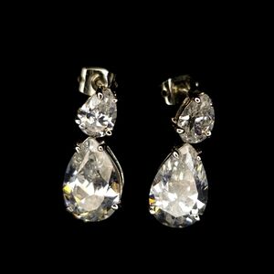 .925 Sterling Pear-shaped CZ Stud Earrings